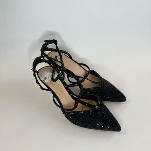 INC International Concepts Black Sparkle Kitten Heel Pumps Size 8.5